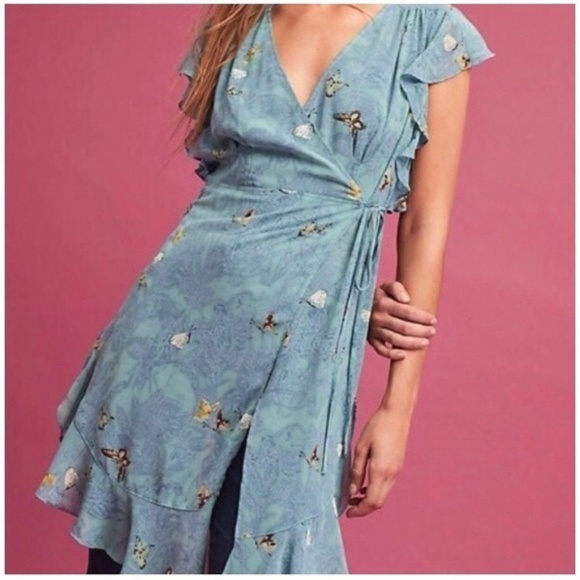 Anthropologie Tops - ANTHROPOLOGIE Butterfly Wrap Dress/ Tunic XL